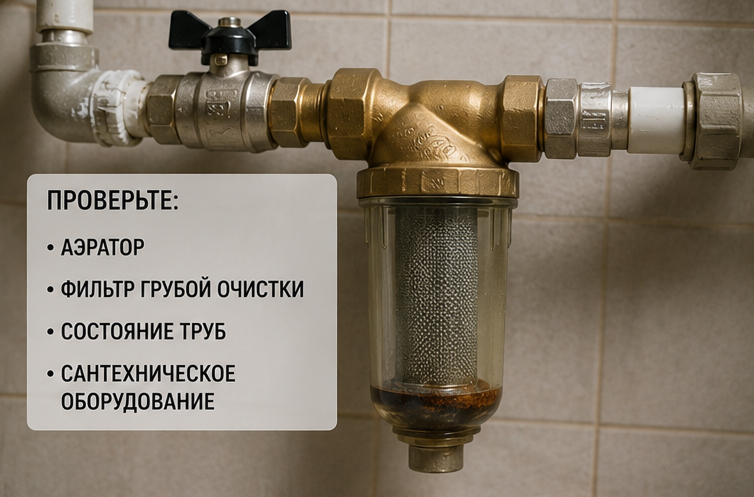 Слабый напор воды